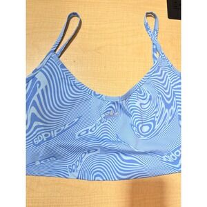 Adidas Originals Blue Psychedelic Wavy Swirl Logo Crop Tank Top XL Women